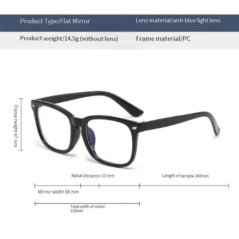 Lunettes à lentilles transparentes carrées minimalistes, barrière de lumière bleue, adaptées à un us