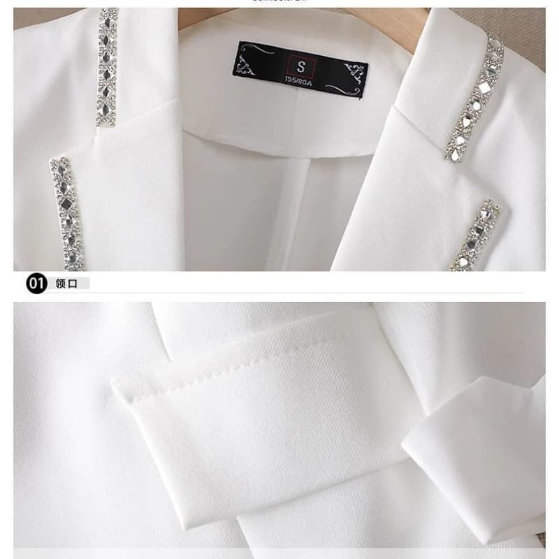 Veste coupe couvertes imbibée de diamants pour femmes, vêtements de bureau formels, veste de travail