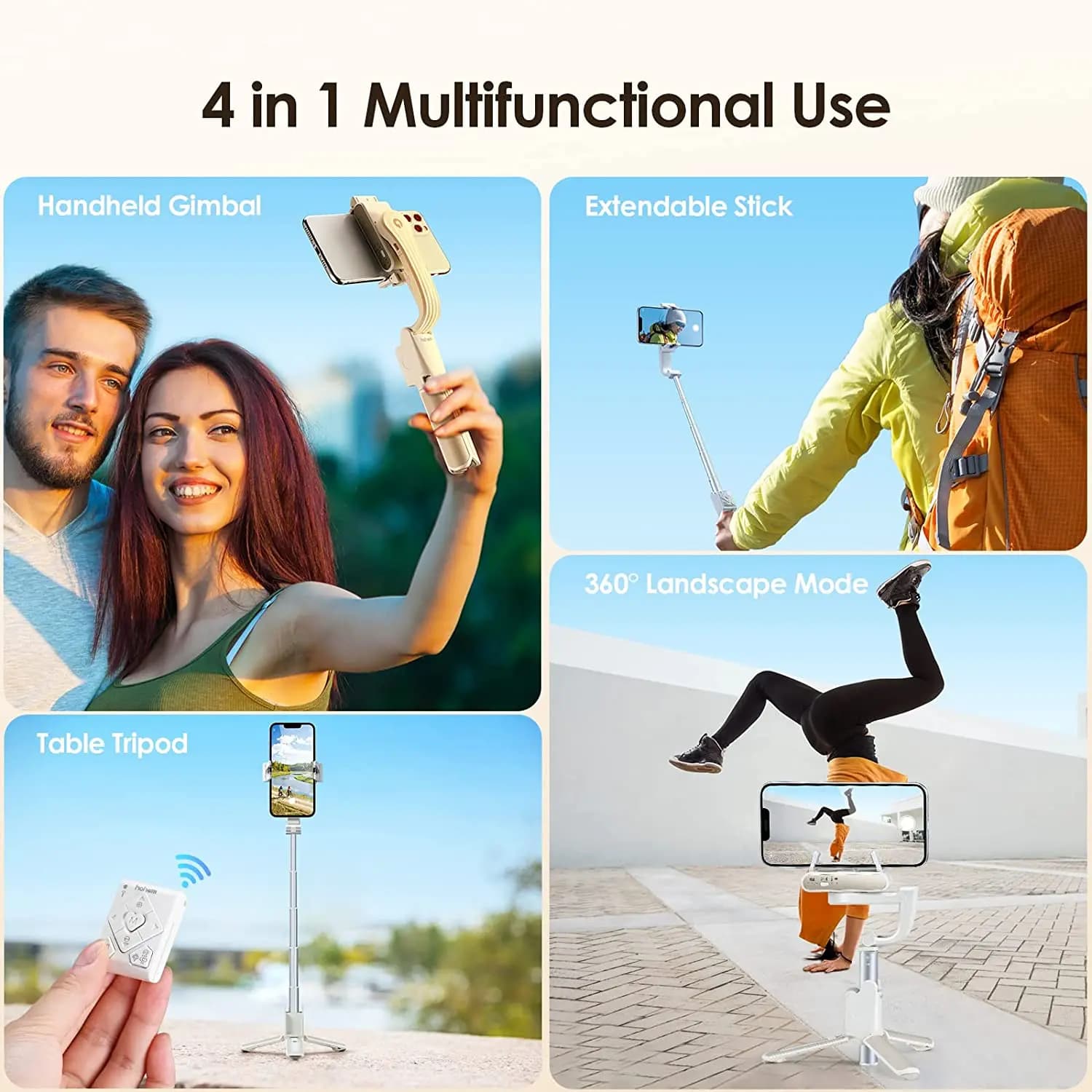 Hohem – iSteady Q stabilisateur de cardan portable, perche à Selfie, trépied réglable avec télécomma