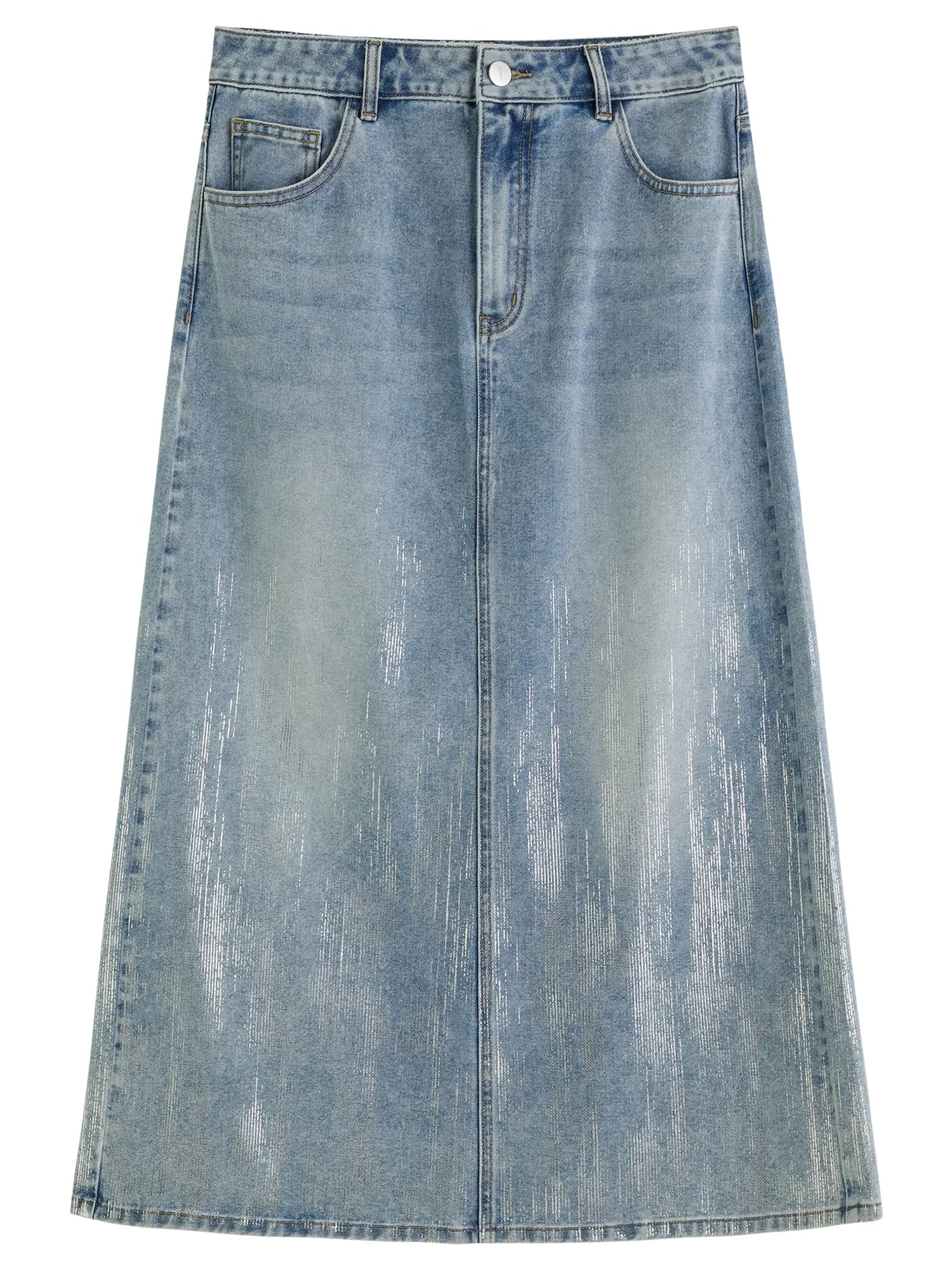 DUSHU taille incluse femmes mode argent pressé jupe en jean pour l'été 2025 taille haute minceur mi 