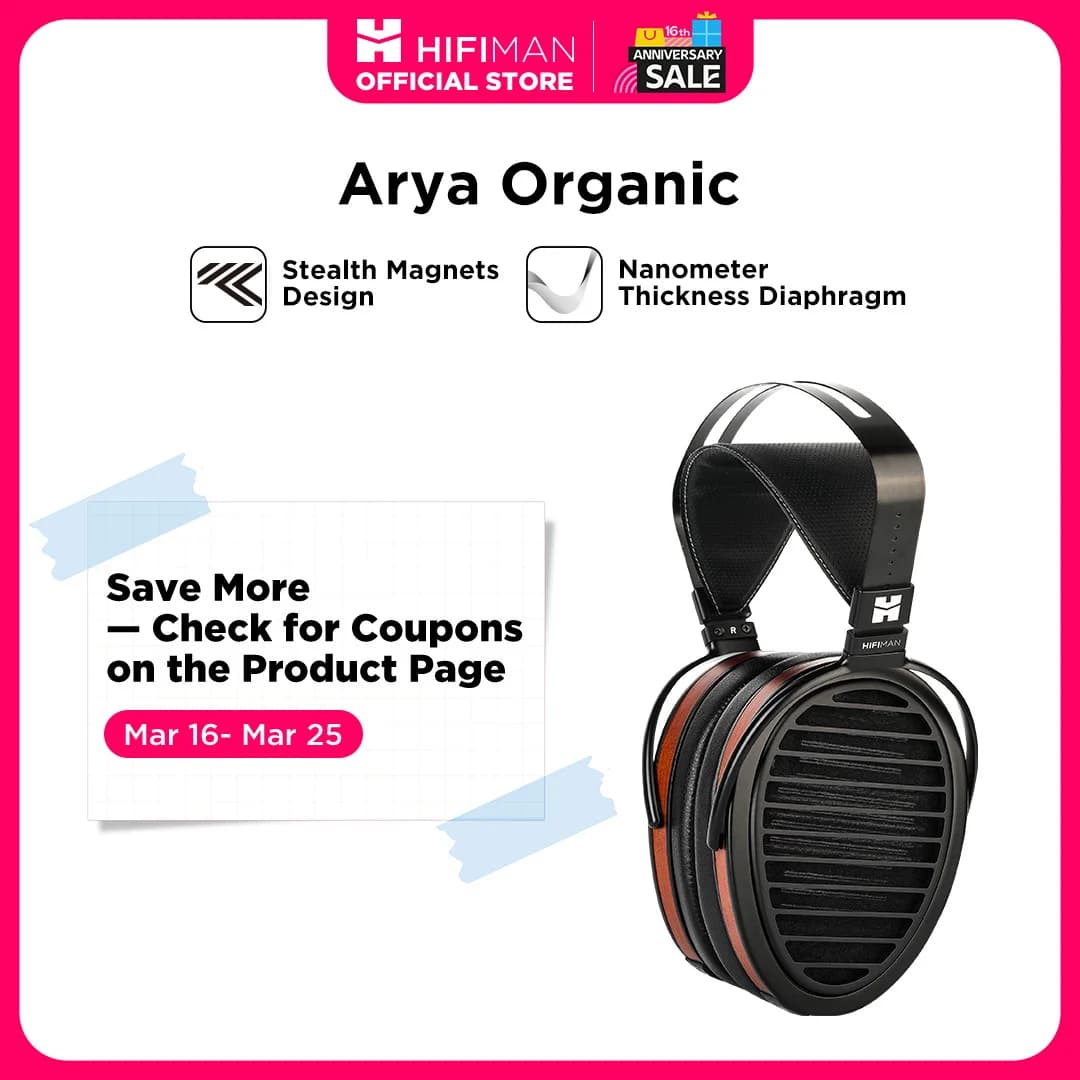 Casque audio HIFIMAN Arya Organic, circum-auriculaire, à conception ouverte, à aimants planaires, av