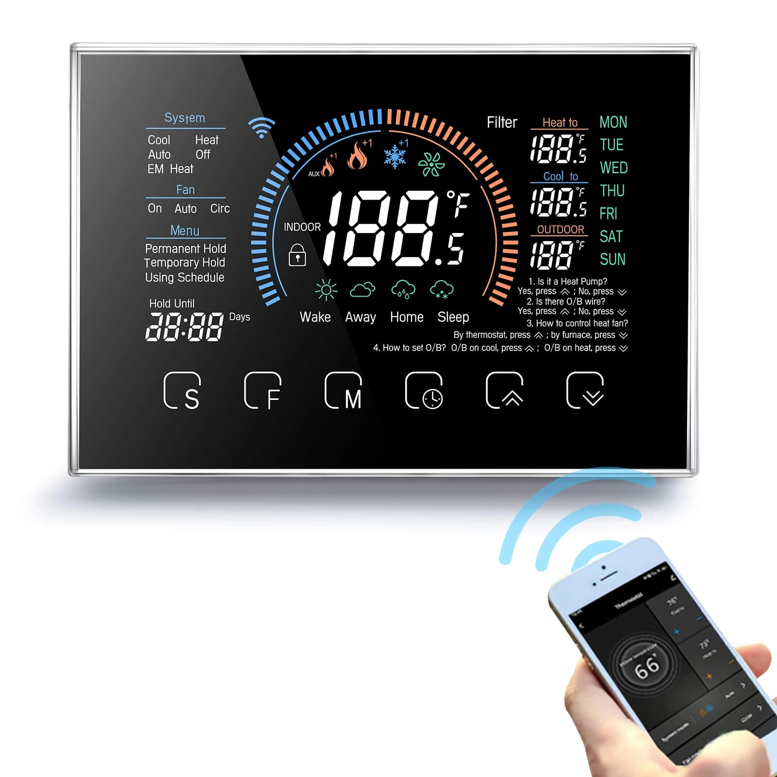 Thermostat intelligent WiFi, régulateur de température, commande tactile Programmable, application M