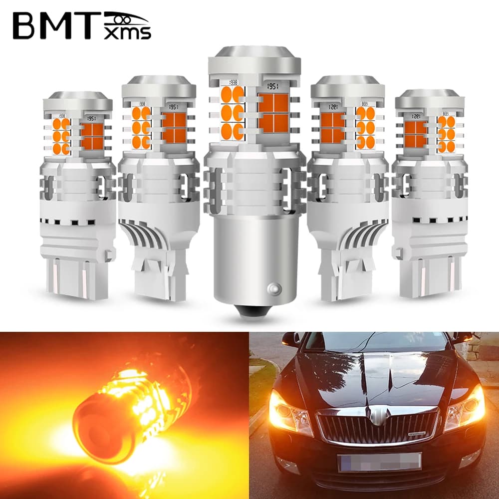 BMTxms 2X Canbus T20 7443 W21W WY21W PY21W BAU15S clignotant BA15S P21W sans Hyper Flash ambre jaune