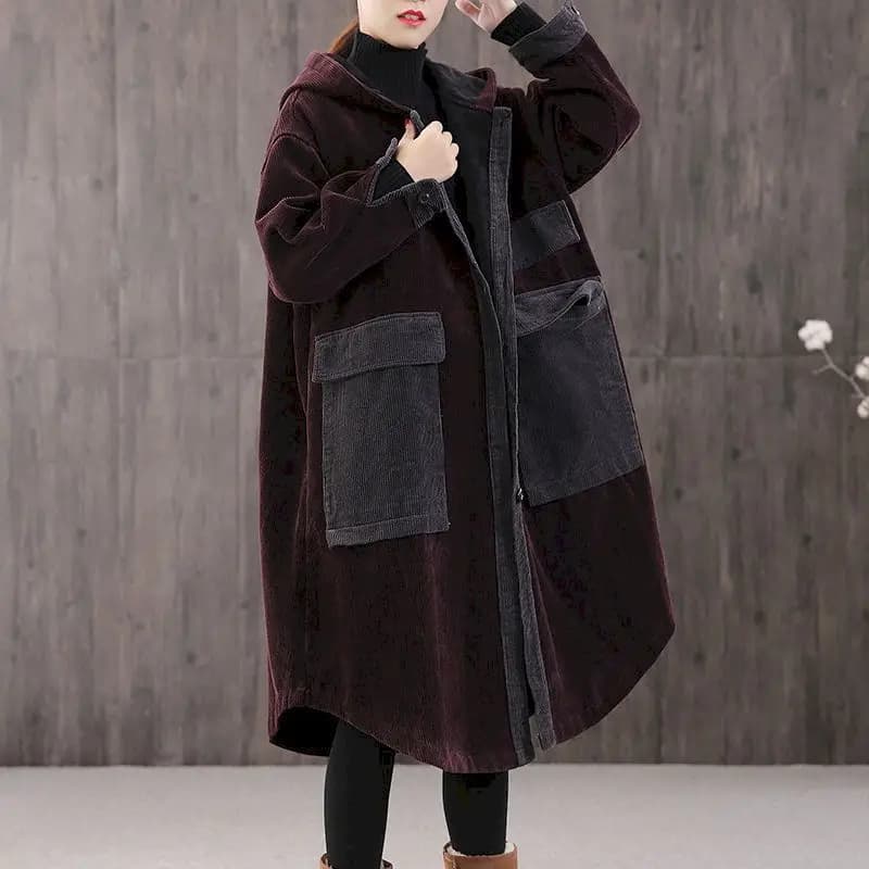 Veste Respirée en Velours Côtelé pour Femme, Manteau à Boutonnage Simple, Mi-long, Épais, Haut de Ga