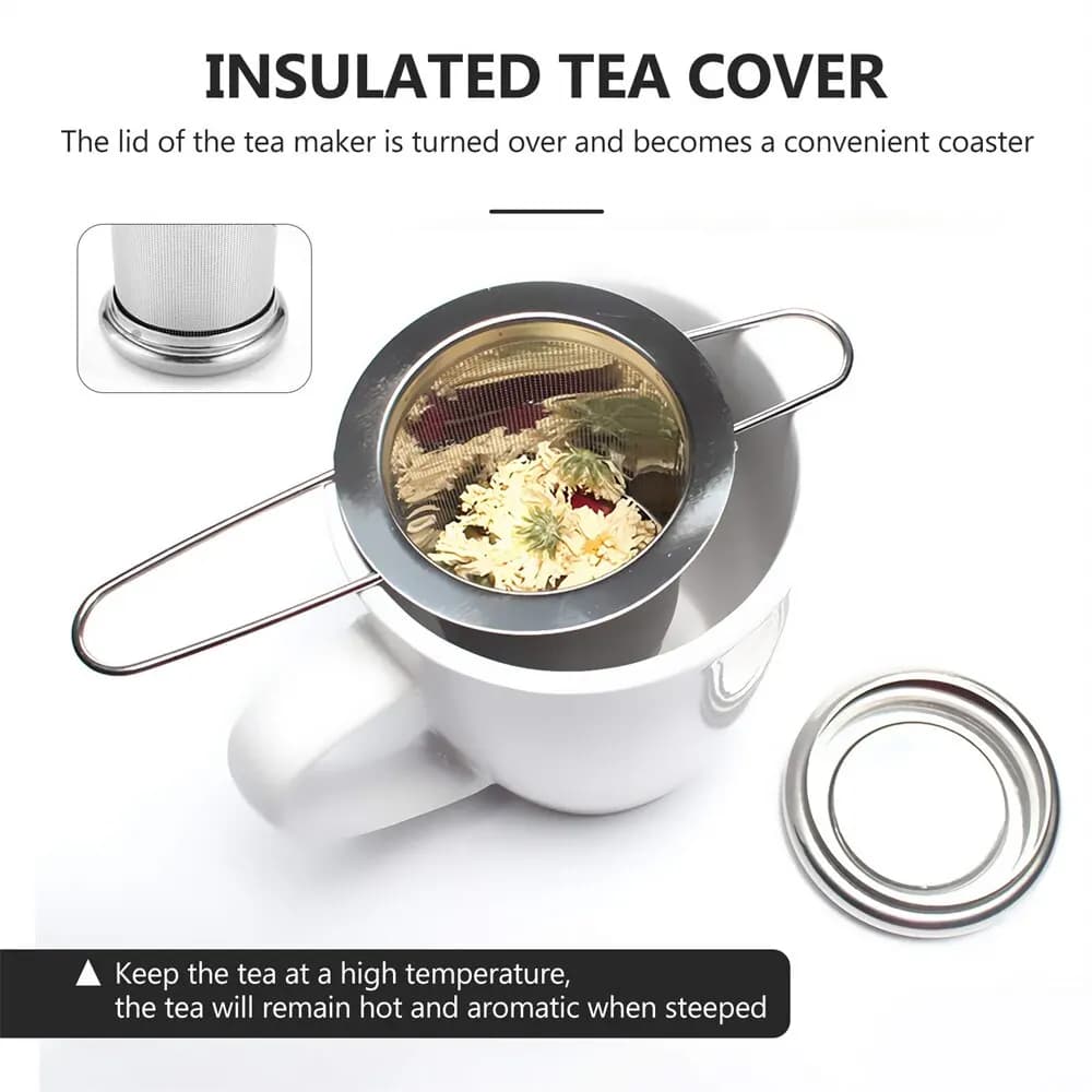 Infuseur à thé en maille d'acier inoxydable avec couvercle, passoire de tasse réutilisable, filtre à