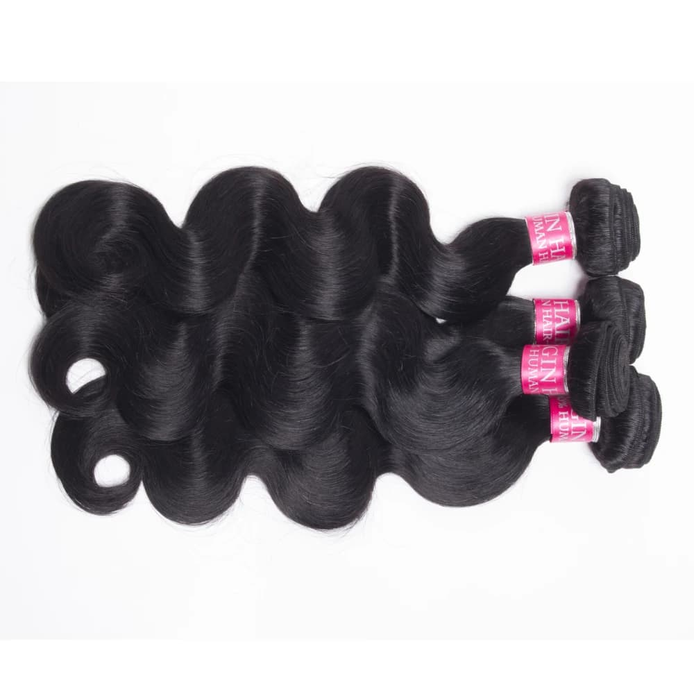 Extensions de Cheveux Humains Brésiliens Ondulés (Body Wave) – Lots de 1/3/4 Pièces, Noir Naturel, 1