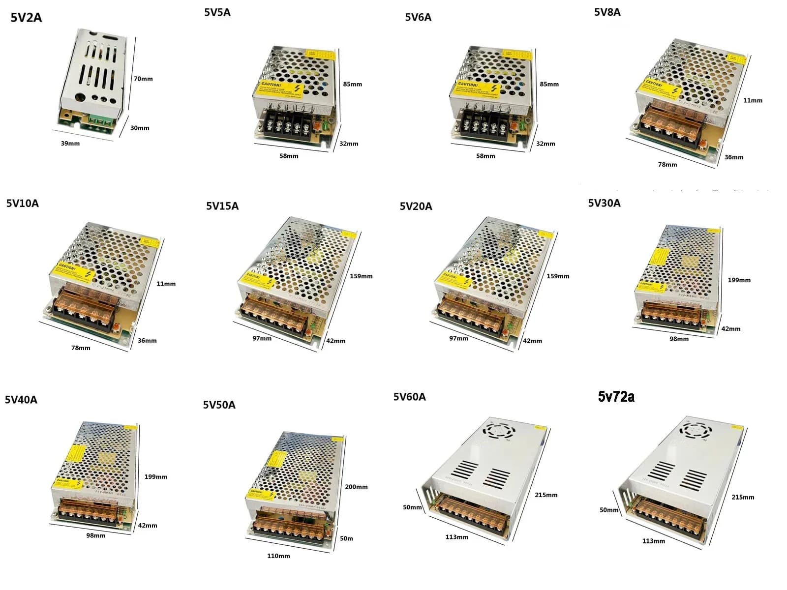 Vusum commutation alimentation Led 5V transformateur d'alimentation 110V 220V AC à DC 5V 2A 6A 10A 2