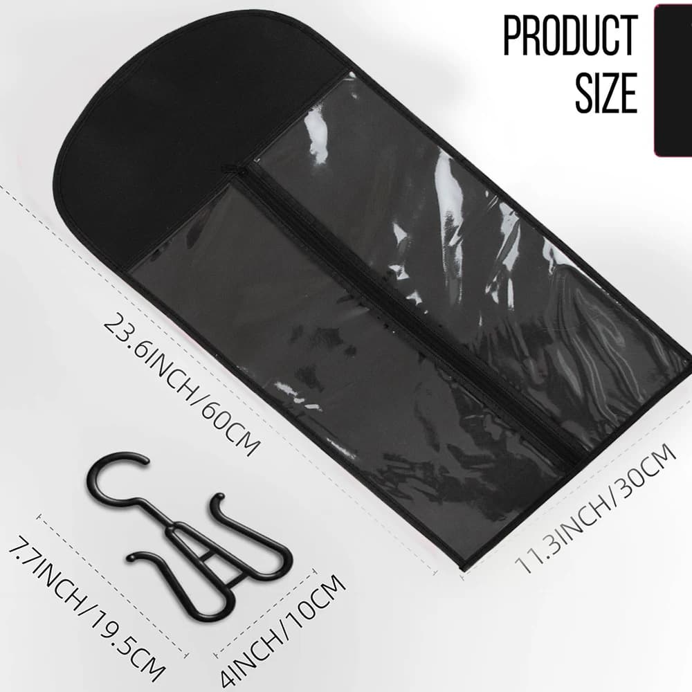 Sacs de rangement pour perruques Premium, 3 pièces, avec cintres métalliques robustes, Design Transp
