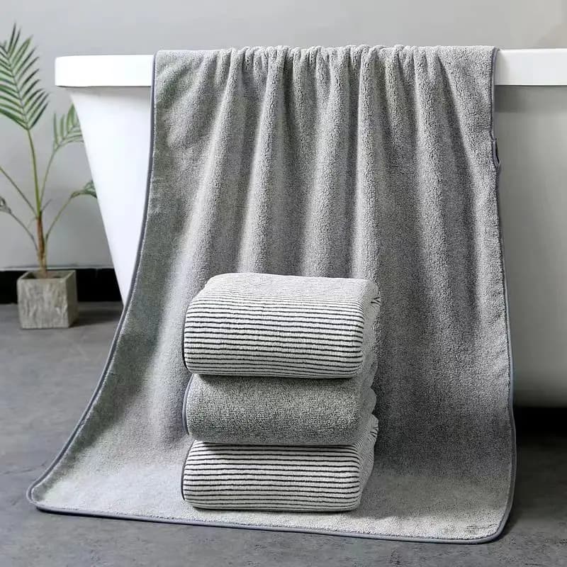 Ensemble de serviettes rayées en bambou à séchage rapide, pour expérience de salle de bain douce et 