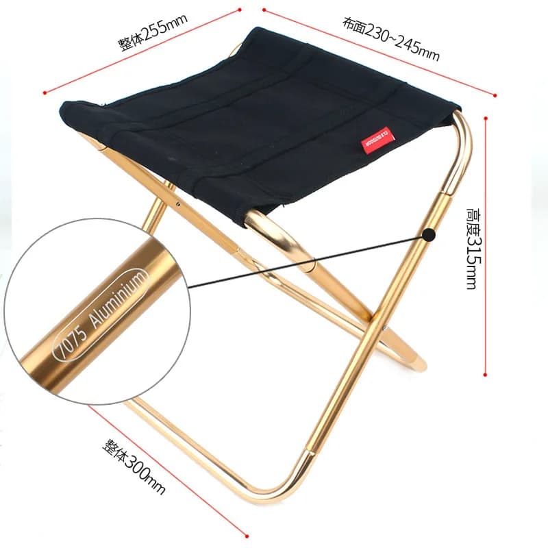 Grand tabouret pliant en alliage d'aluminium 7075, Portable, pour l'extérieur, Barbecue, pêche, Camp