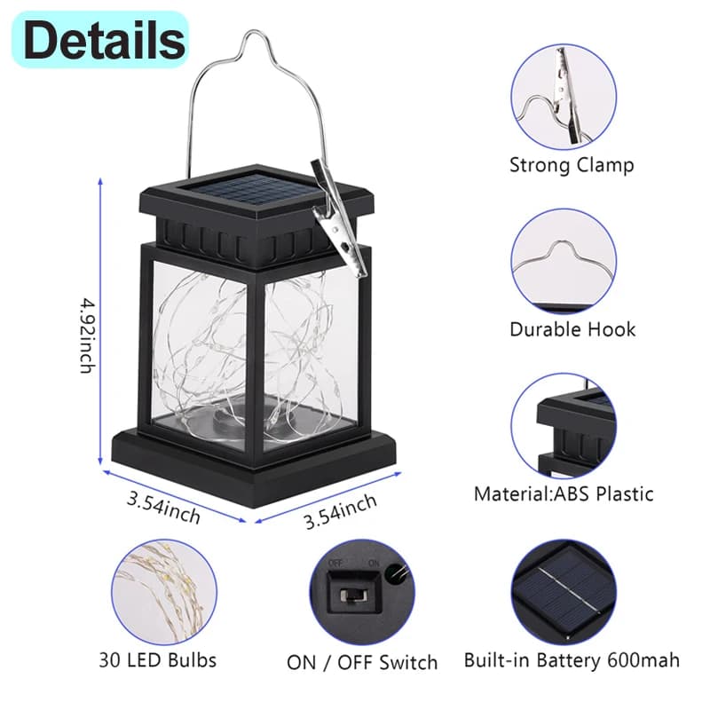 Lanternes solaires à LED pour extérieur, panneau de sol, bougie Terraza, extérieur, intérieur, balco