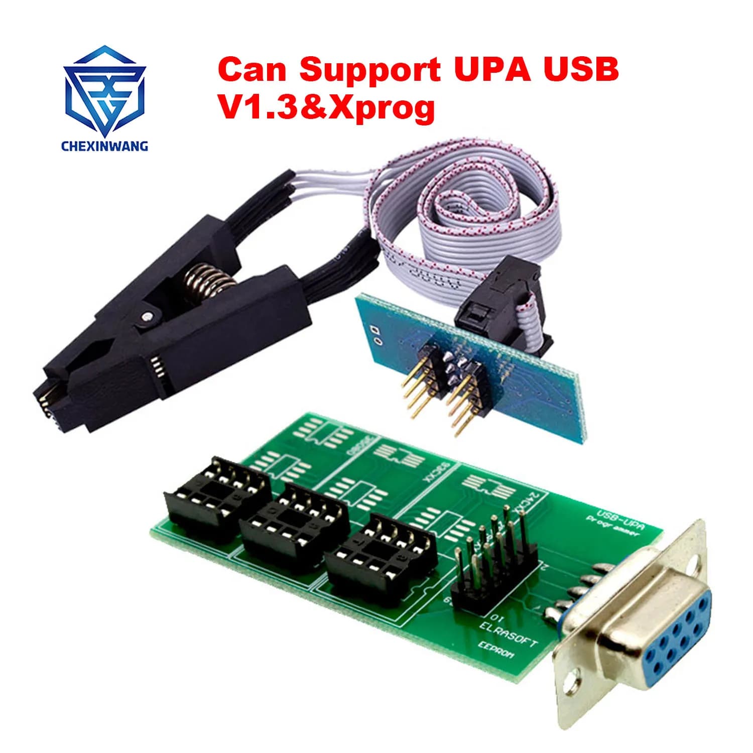 Programmeur de réglage de puce ECU UPA USB V1.3 Xprog, adaptateur de carte Eeprom avec Clip SOP8 SOI