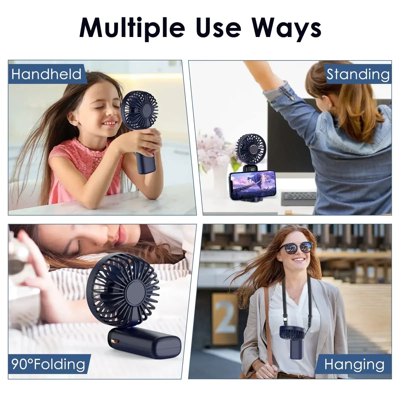 5000mAh Mini ventilateur portatif sans fil USB Rechargeable Portable affichage numérique support pou