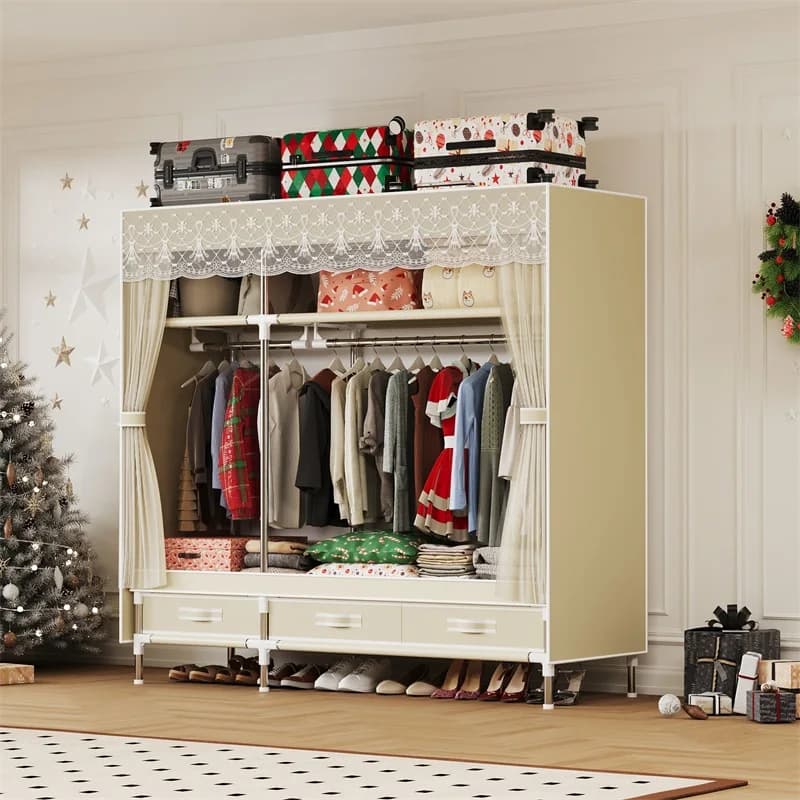 Armoire simple, durable et pratique, facile à assembler, ambiance natale, couverture et tiroirs en m