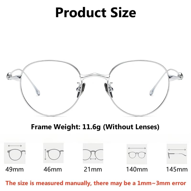 YIMARUILI Rétro Rond Titane Lunettes Cadre Hommes et Femmes Personnalisé Mode Lunettes Optiques cont