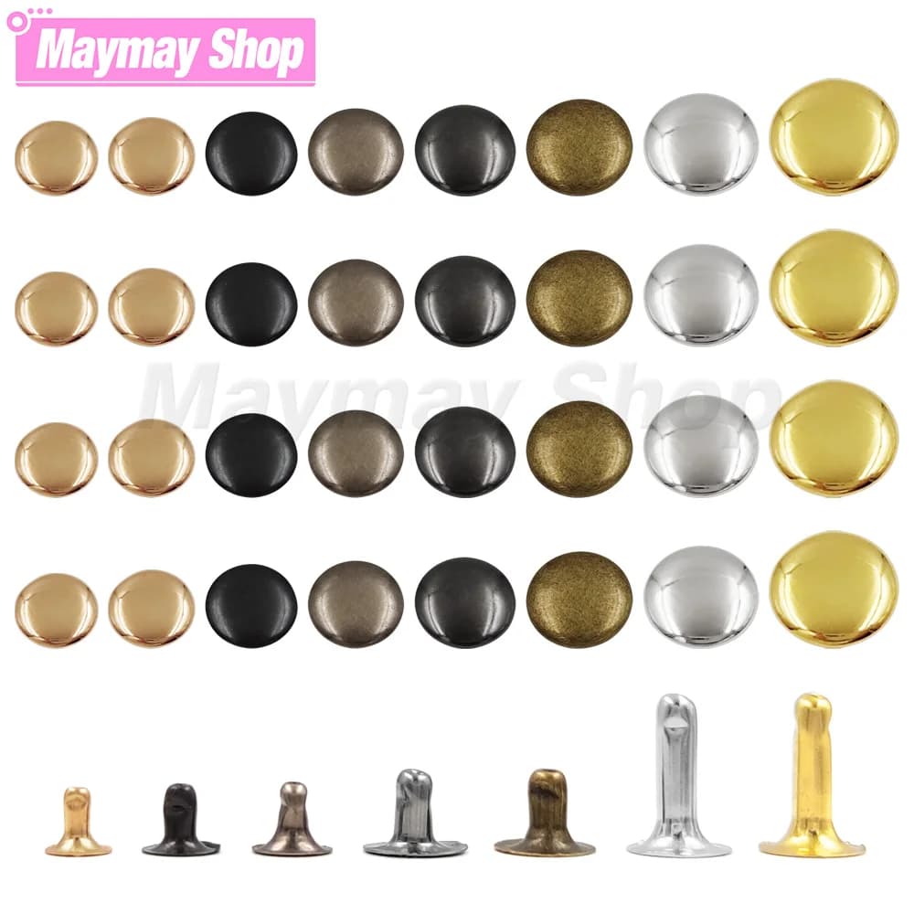100 ensembles de Rivets à capuchon unique en métal de 5mm à 15mm, goujons ronds pour bricolage, sac 