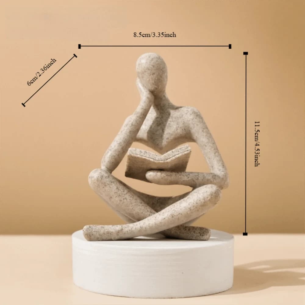 Statue Le Penseur Moderne Blanche, Style Nordique, Sculpture de Lecture pour Étagère, Figurine Abstr