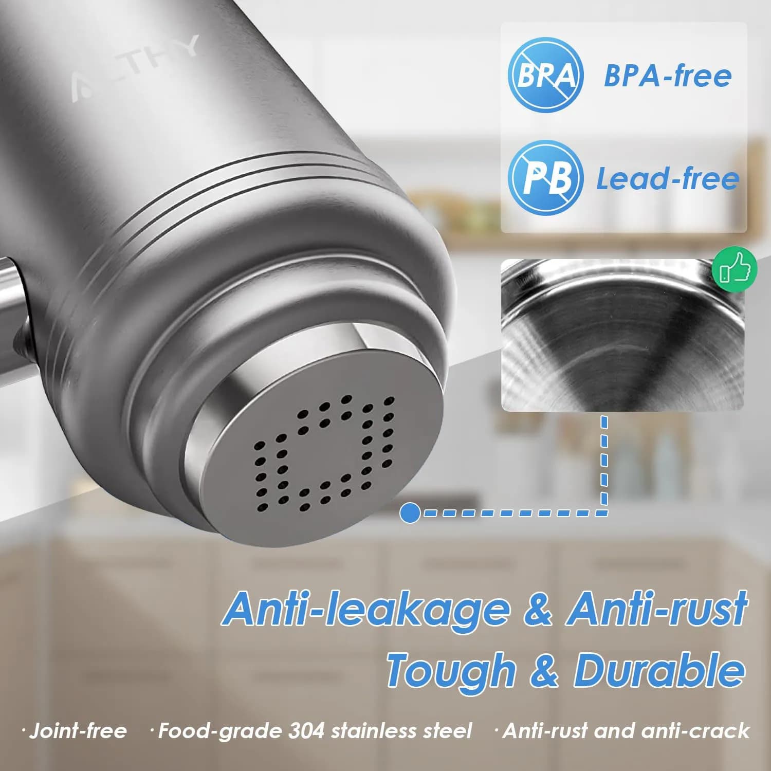 ALTHY – système de purification de filtre à eau du robinet en acier inoxydable, certifié NSF réduit 