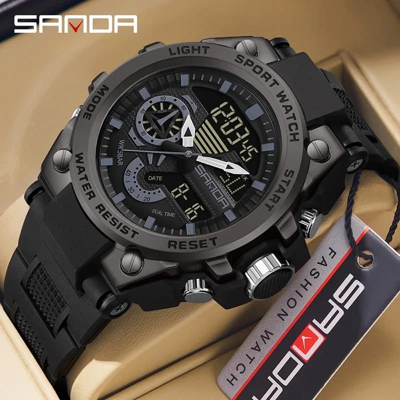 Sanda montre électronique multifonctionnelle pour hommes, mode numérique, étanche, Sports de plein a