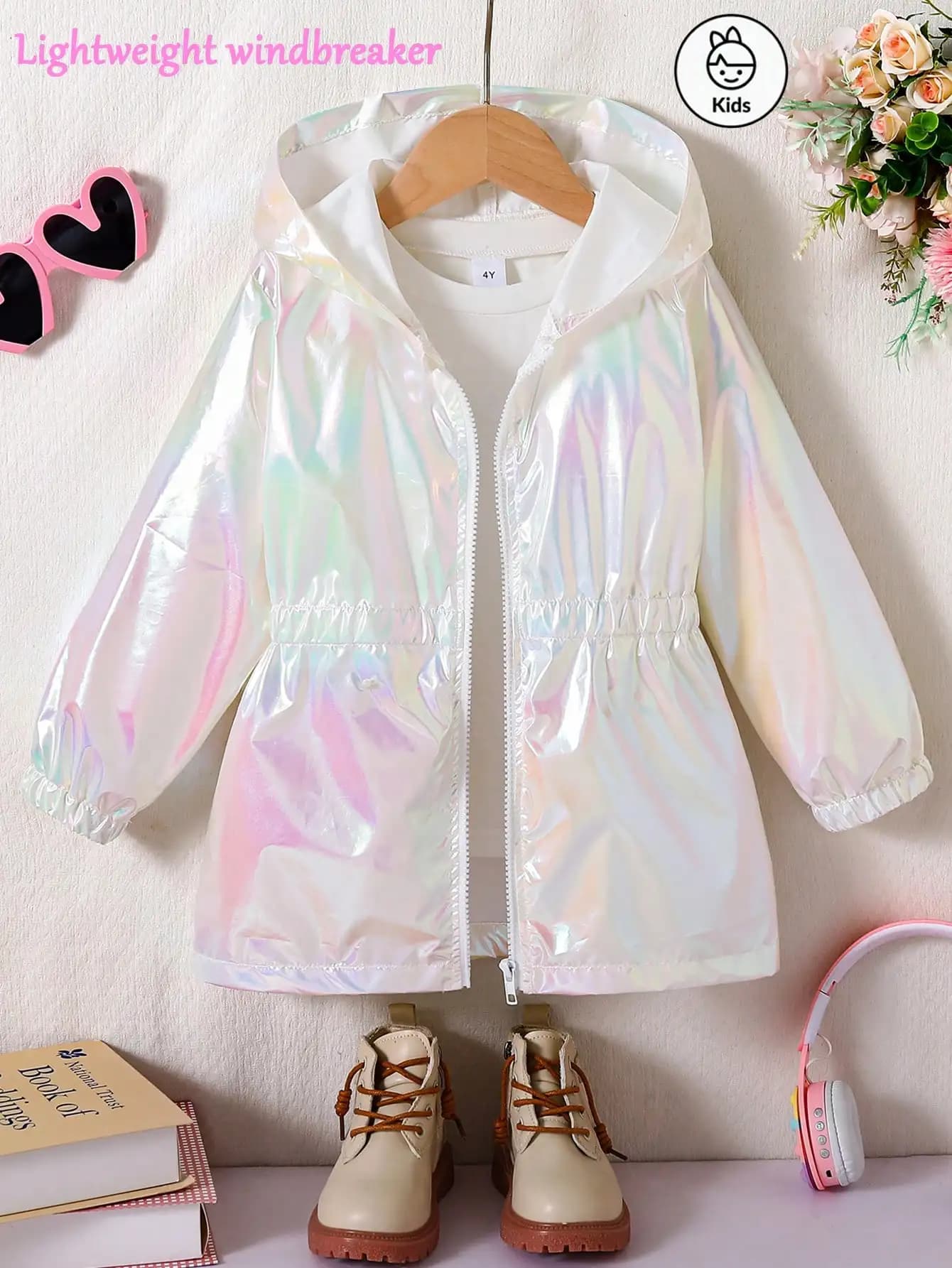 Veste coupe-vent laser pour filles, imperméable multifonctionnel anti-UV avec taille ajustée, style 