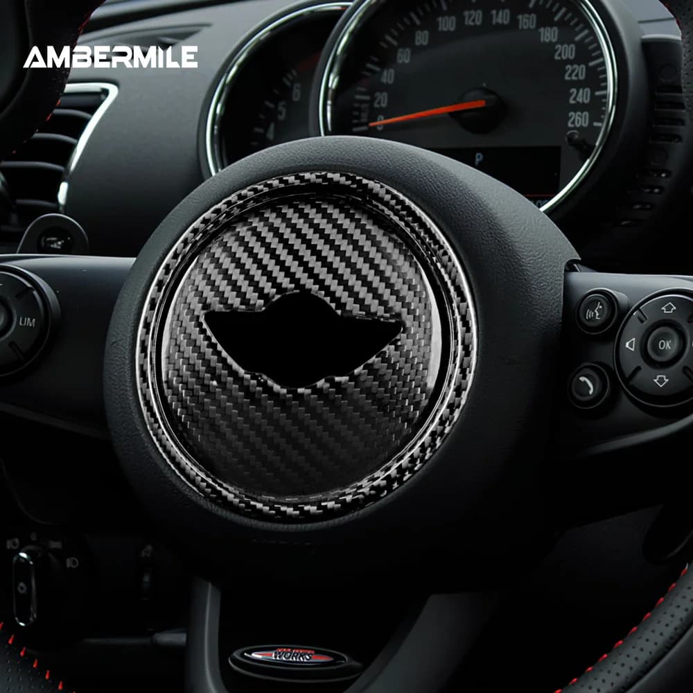 Couverture d'airbag de volant en Fiber de carbone véritable, autocollant intérieur de voiture pour M