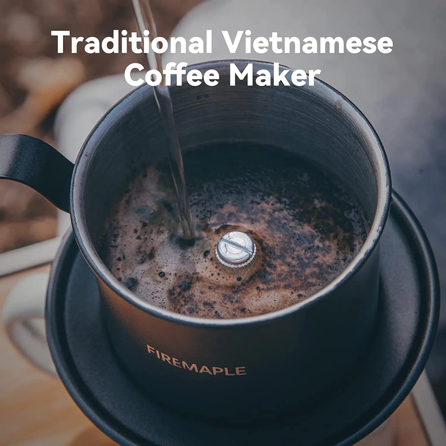 Ensemble de filtres à café vietnamien Orca en érable de feu, goutteur vietnamien en acier inoxydable