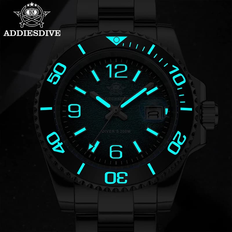 ADDIESDIVE 41mm montre de plongée pour hommes AD2513 200m étanche en acier inoxydable 316L montre-br