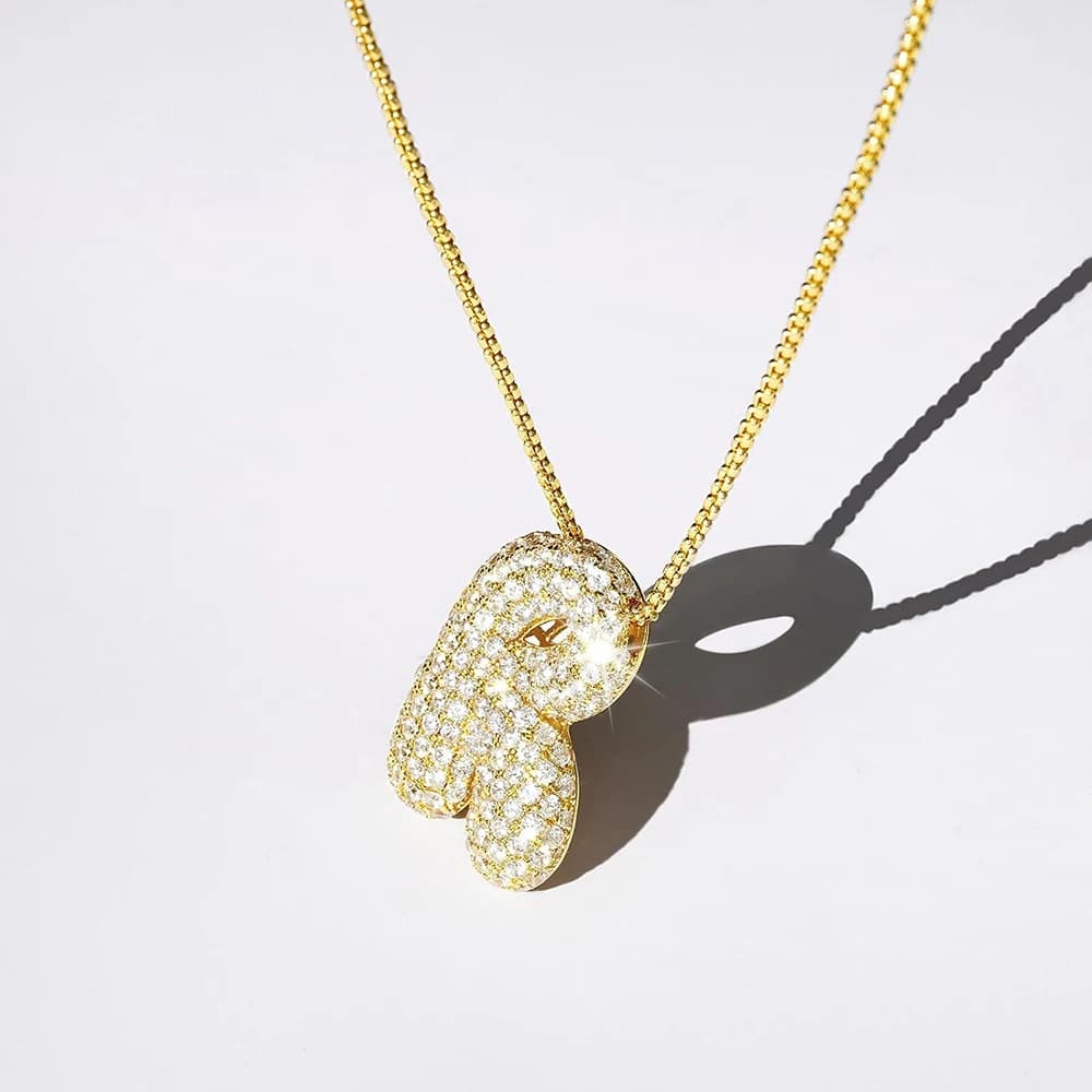 Collier avec initiale en zircon CZ scintillant pour femme, chaîne en forme de boîte, plaqué or, pend
