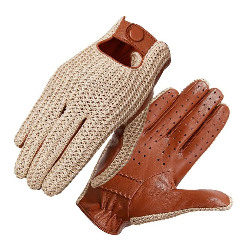 Gants courts classiques en cuir véritable pour hommes, rétro, sans doublure, tricotés, pour sport, é