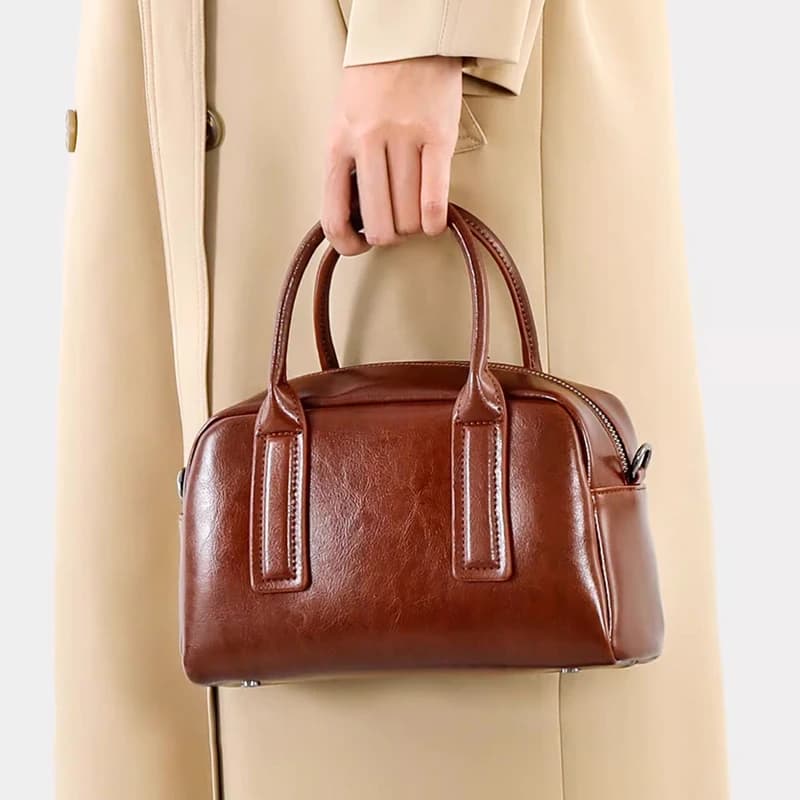 Sacs à bandoulière en cuir véritable de haute qualité pour femmes, sac à bandoulière en cuir ciré, s