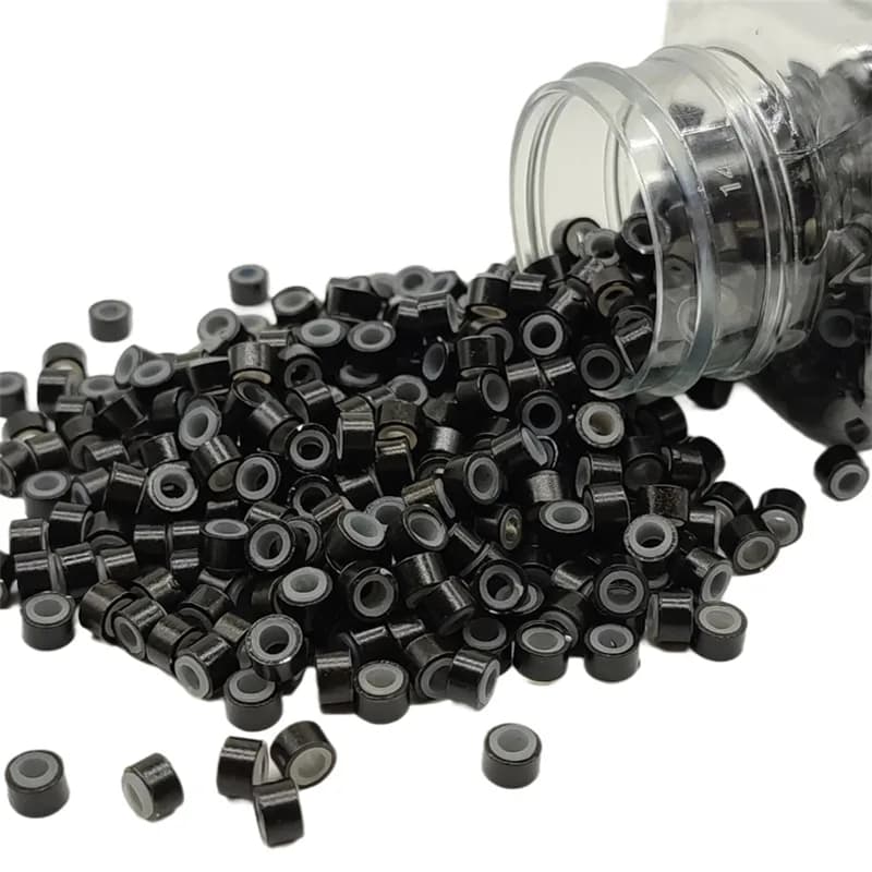 1000 pièces Extensions de cheveux Micro anneaux liens perles 5mm perles doublées de Silicone pour Ex