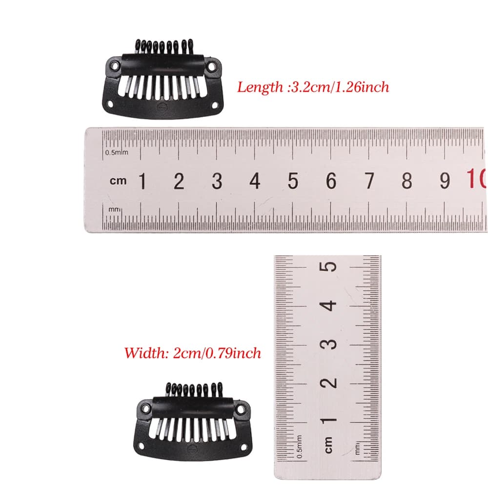 Clips de perruque en plastique noir 32Mm, Clip à pression utilisé pour l'extension de cheveux, posti