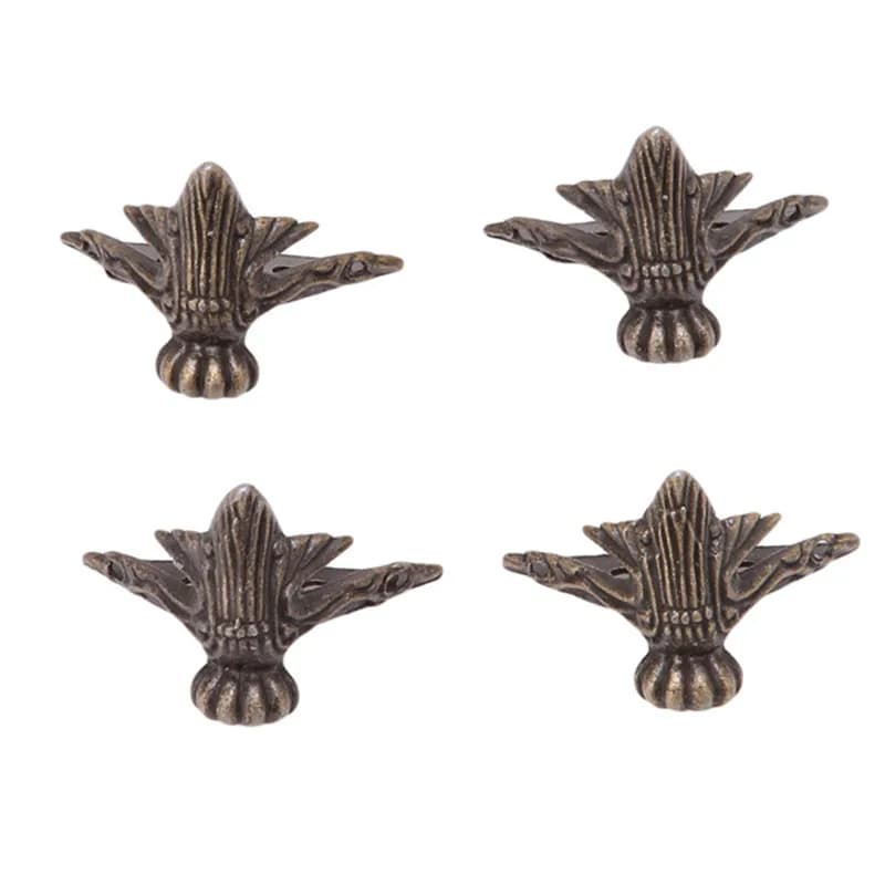 Coffre à bijoux en laiton antique, boîte en bois, pieds décoratifs, jambe, protecteur d'angle, décor