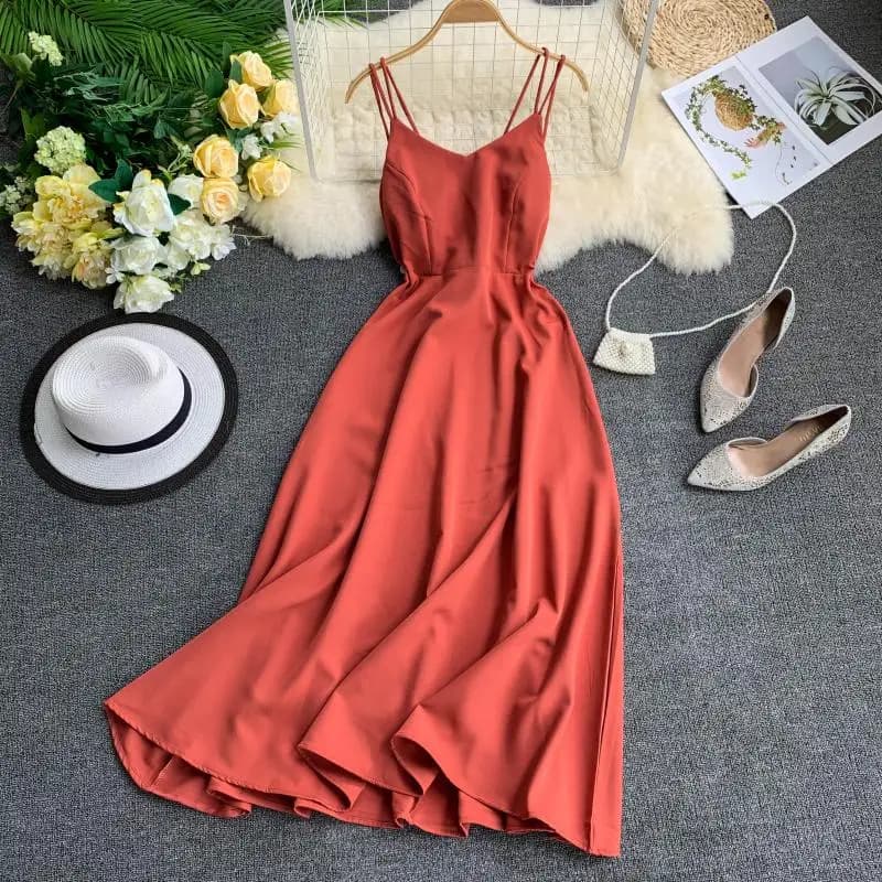 Chic Sexy dos nu pansement taille haute robe à bretelles fée décontracté robe trapèze été plage vaca