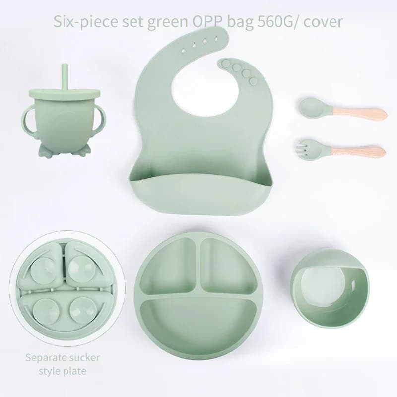 Ensemble de Couverts en Silicone pour Enfant, 6 Pièces, Idéal pour les Repas de Bébé