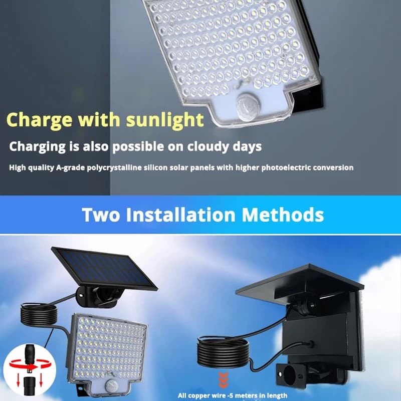 Applique Murale Solaire LED Imperméable avec Capteur de Mouvement PIR, Luminaire Décoratif d'Extérie