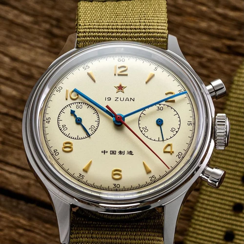 RED STAR 38mm hommes 1963 chronographe montre mécanique pilote avec mouvement mouette ST1901 Air For