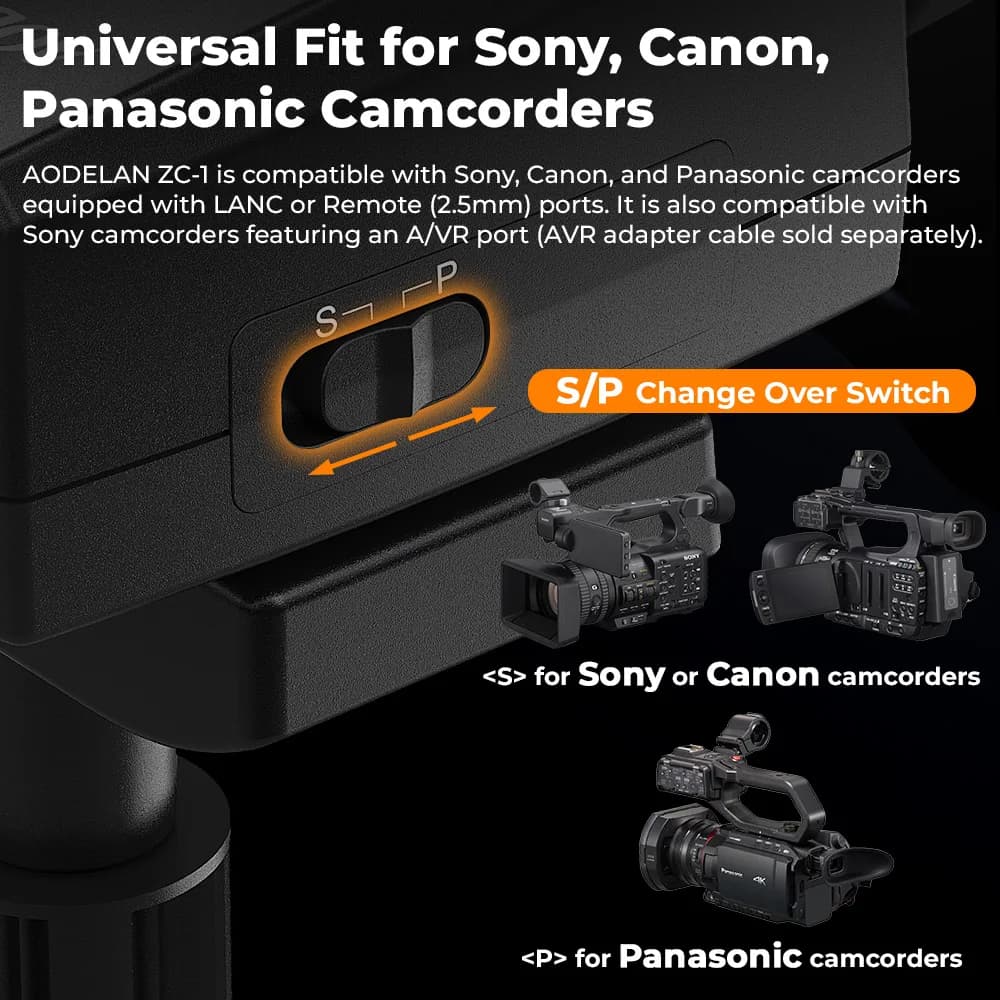 ZC-1 caméscope/caméra vidéo Zoom contrôleur Zoom/enregistrement vidéo télécommande avec câble 2.5mm 