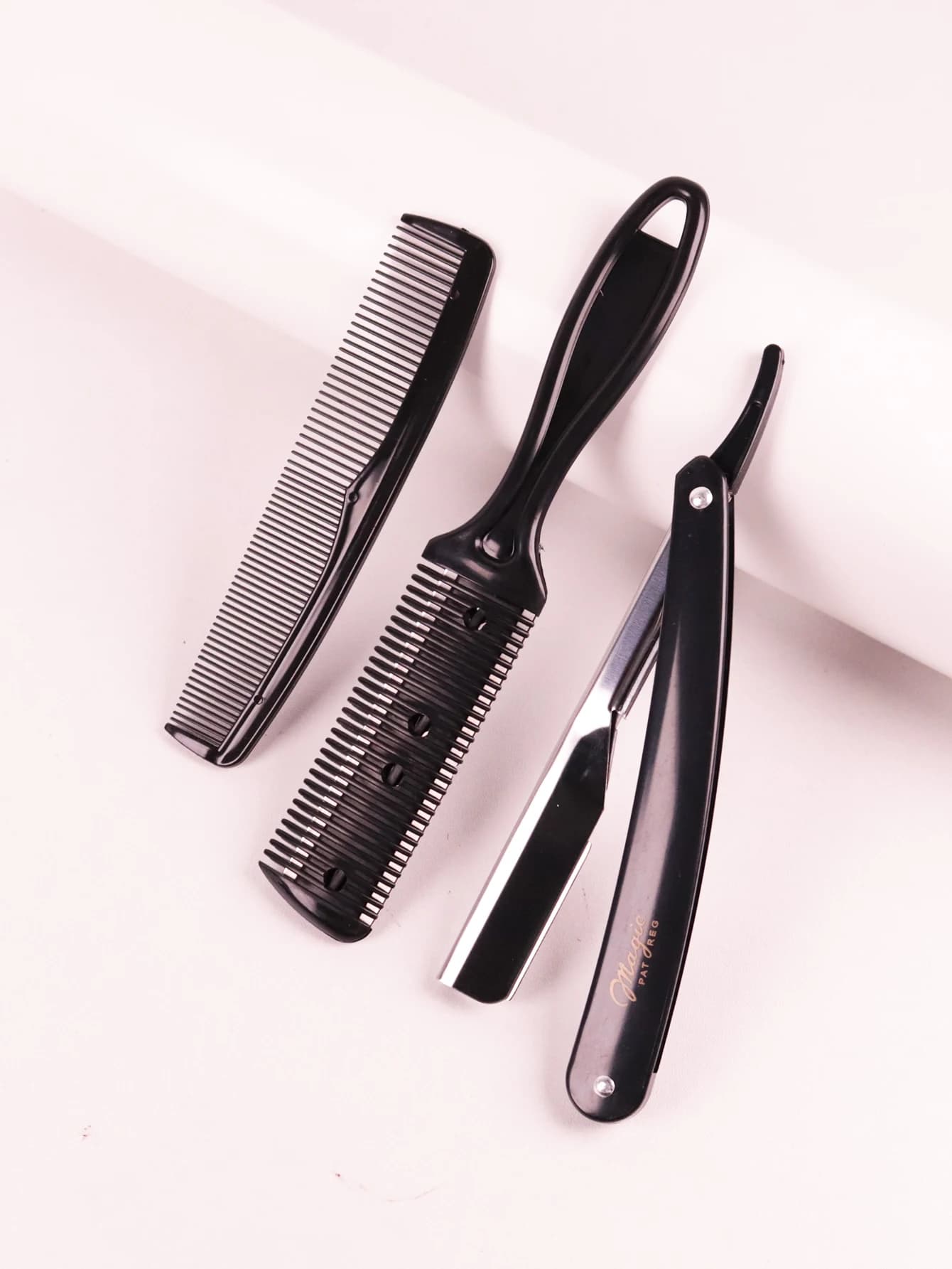 Ensemble de peignes de rasoir, rasoir pliable, peigne de coupe de cheveux double face, peigne sparse