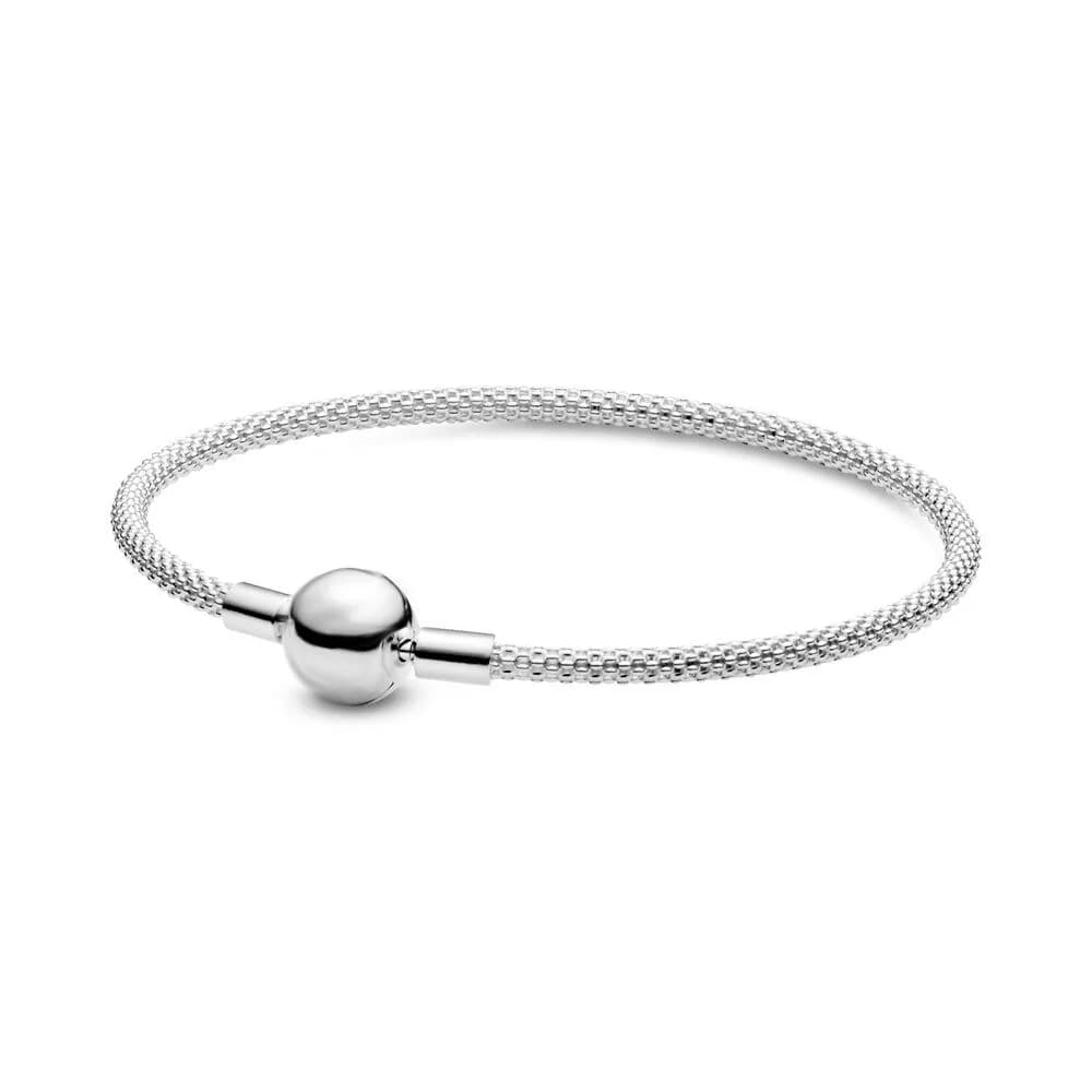 Bracelet classique en argent pur 925% pour femmes, breloque ronde à la mode, bijoux de luxe originau