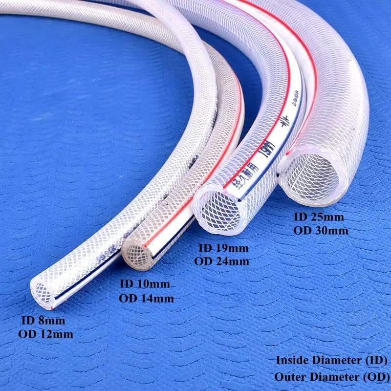 Tuyaux en plastique PVC à mailles de 1m/3m/5m, tube de pompe à eau, diamètre intérieur 8/10/19/25mm,