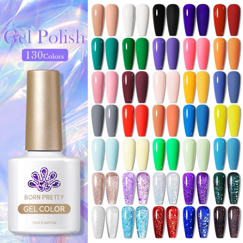 BORN PRETTY 130 couleurs Vernis à ongles Gel 10ml Vernis Semi Permanent Nail Art manucure tremper LE