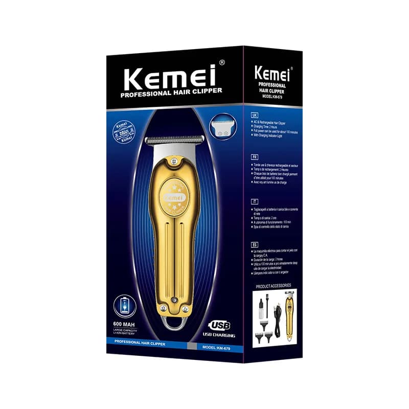 Kemei Tondeuse À Cheveux Pour Hommes En Métal Corps Machine De Coupe De Cheveux Rechargeable Tondeus