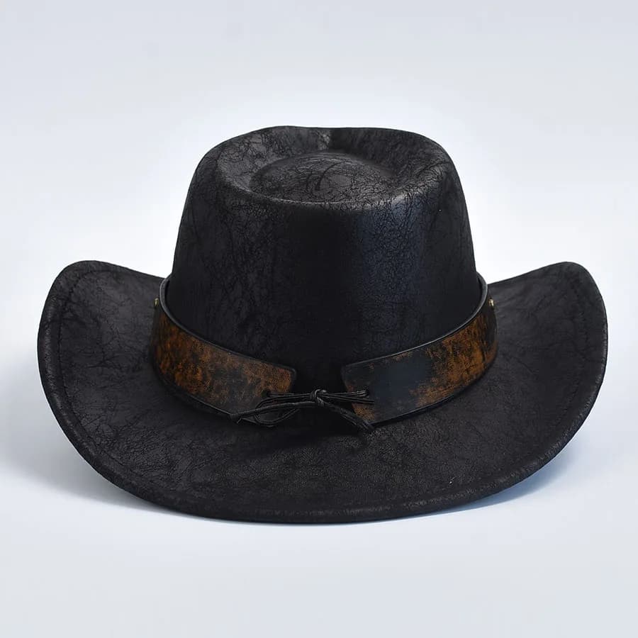 Chapeaux de Cowboy Western pour Hommes et Femmes, Faux Cuir, Vintage, Gentleman, Jazz, Sombrero Zone