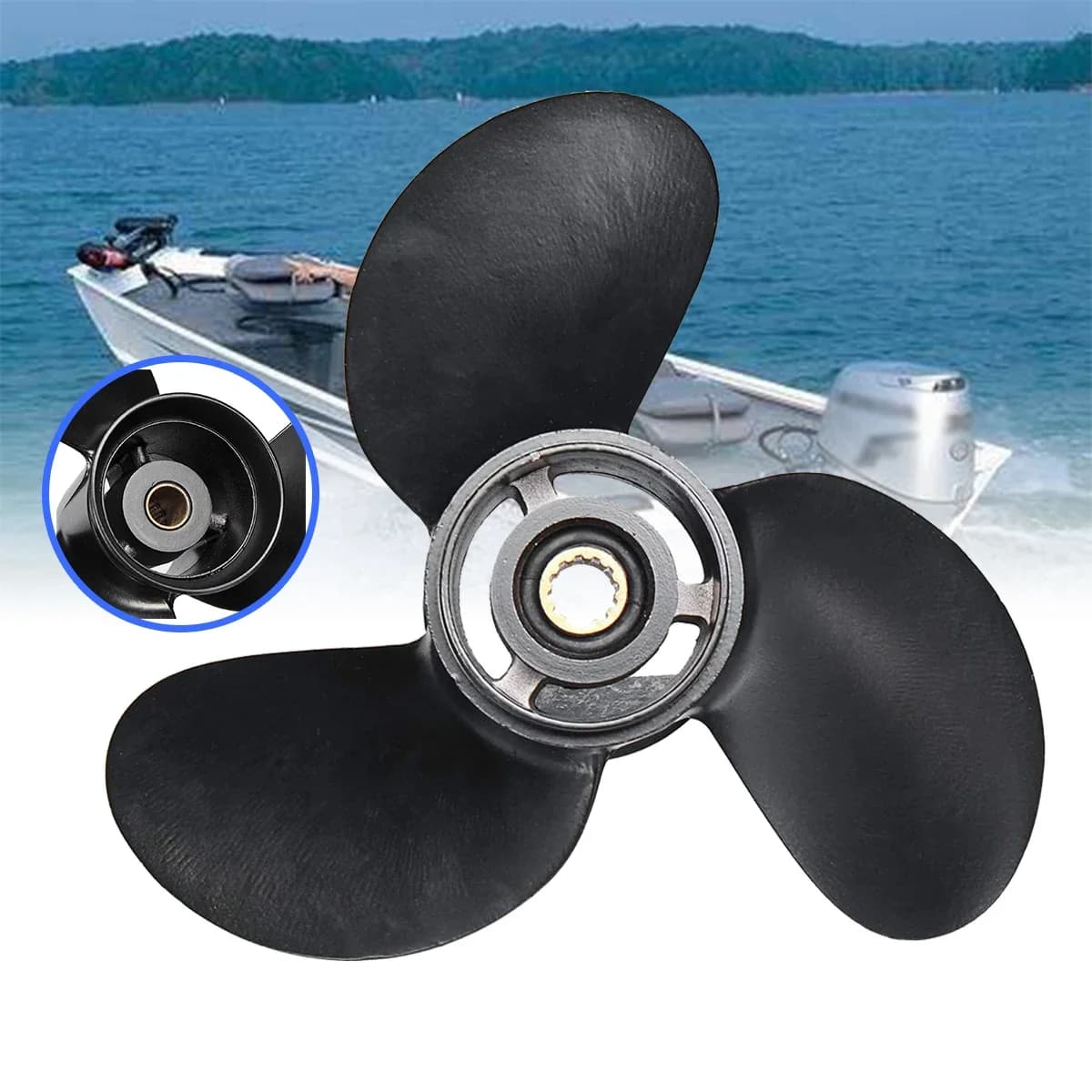 Hélice de bateau hors-bord en alliage d'aluminium pour Tohatsu Nissan Mercury, dents à 12 cannelures