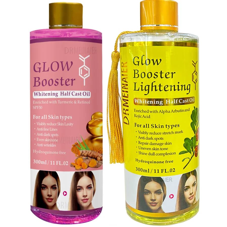 2 pièces Sérum éclaircissant Alpha Arbutin Acide Kojique Booster d'éclat Huile de Castor et Curcuma 