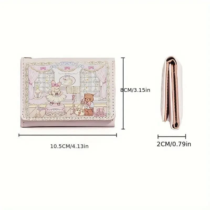 Portefeuille lapin ours série pique-nique de printemps pour fille, joli Design Original, Anti-démagn