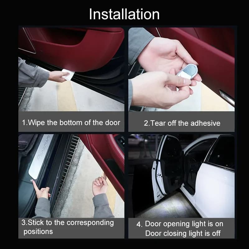 2-pack Led porte de voiture lumière intérieur de voiture USB Rechargeable sans fil interrupteur magn