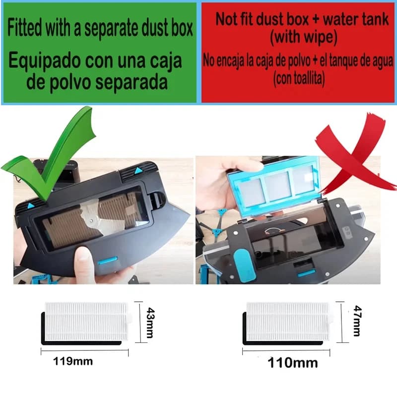 Convient pour Conga 1090/1790 Ultra/1790 rouleau en titane brosse latérale filtre Hepa vadrouille ch