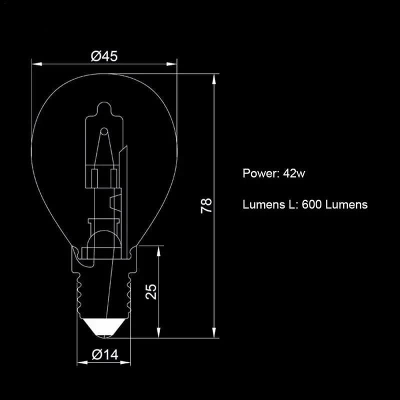 Ampoule halogène P45 42W E14 220V, résistante aux hautes températures, lumière de four à 300 degrés,